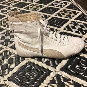 White suede puma wrestling  style boot
